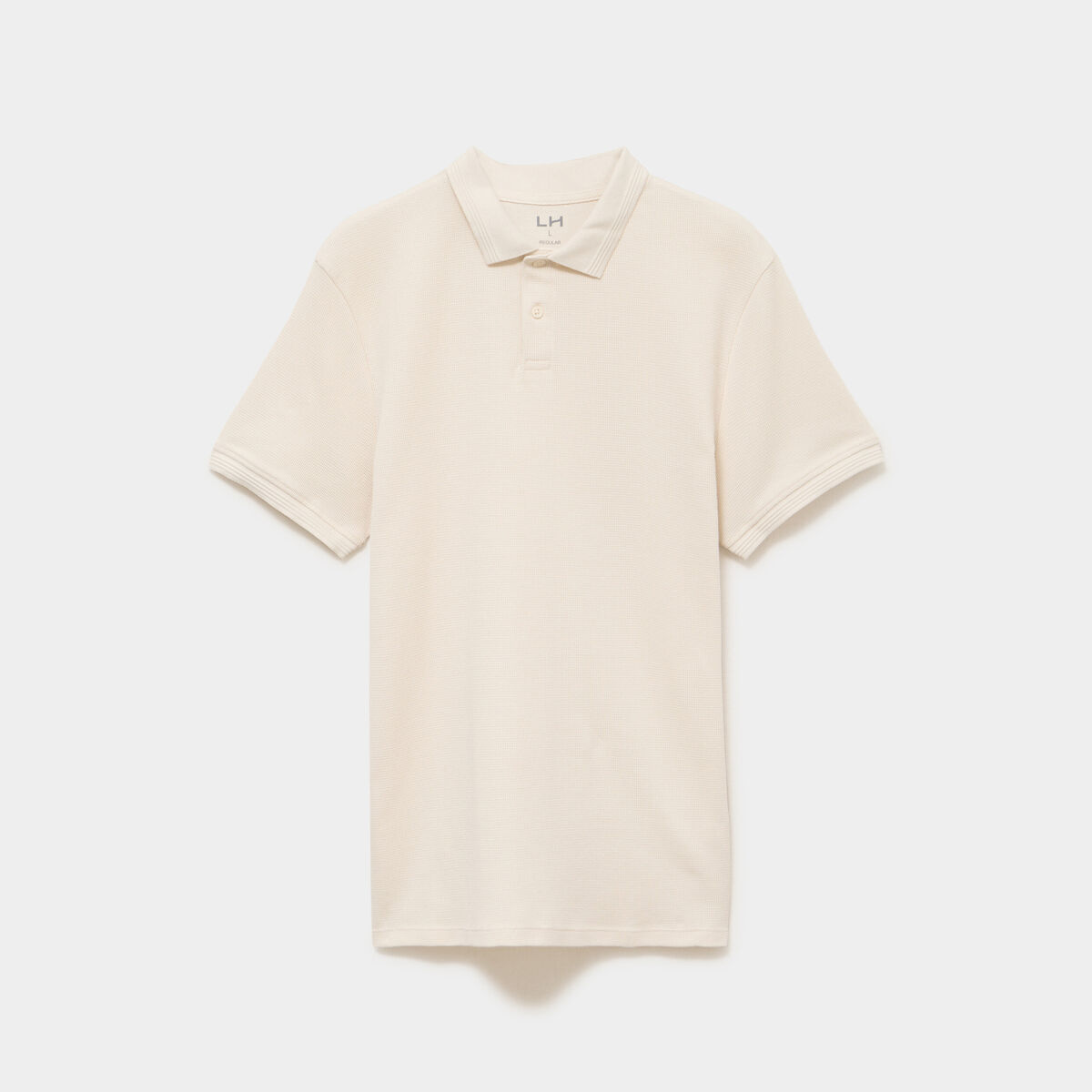 Polo textur&eacute; manches courtes coton ecru homme