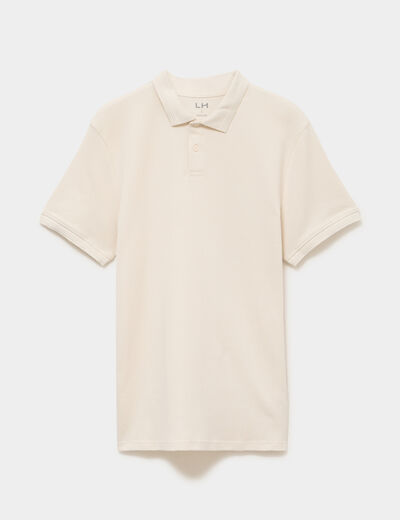 Polo textur&eacute; manches courtes coton ecru homme