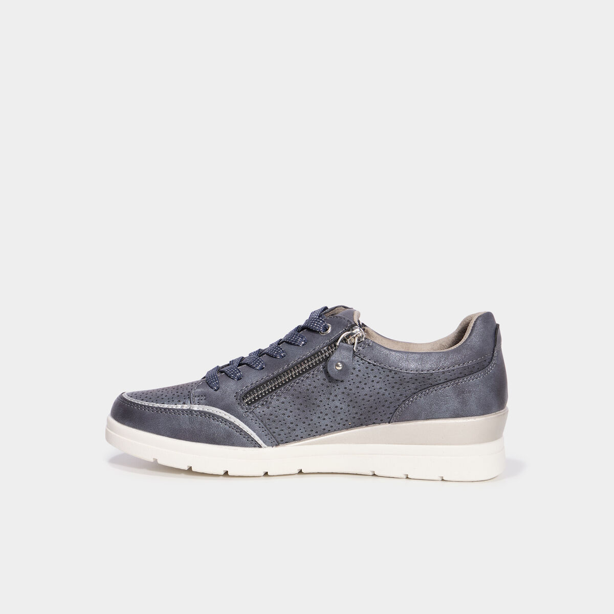 Tennis &agrave; lacets zipp&eacute;es bleu marine femme