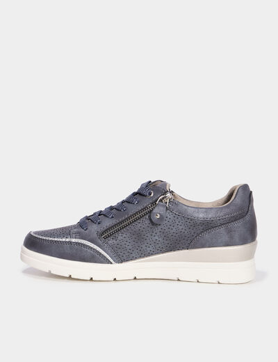 Tennis à lacets zippées bleu marine femme