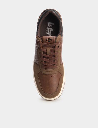 Tennis basses &agrave; lacets marron homme