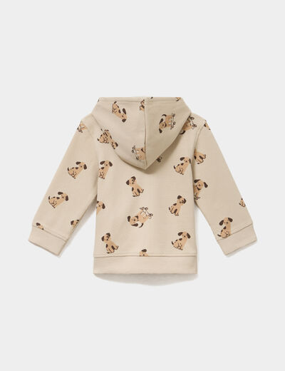 Sweat zipp&eacute; &agrave; capuche coton ecru b&eacute;b&eacute; gar&ccedil;on