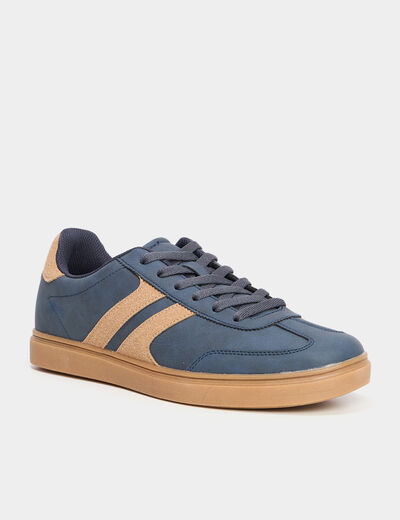 Tennis basses &agrave; lacets bleu marine homme