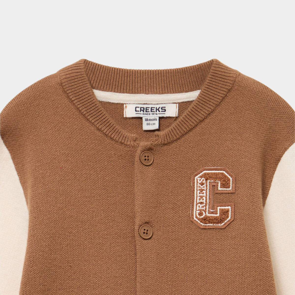 Gilet boutonn&eacute; col teddy manches longues marron b&eacute;b&eacute; gar&ccedil;on