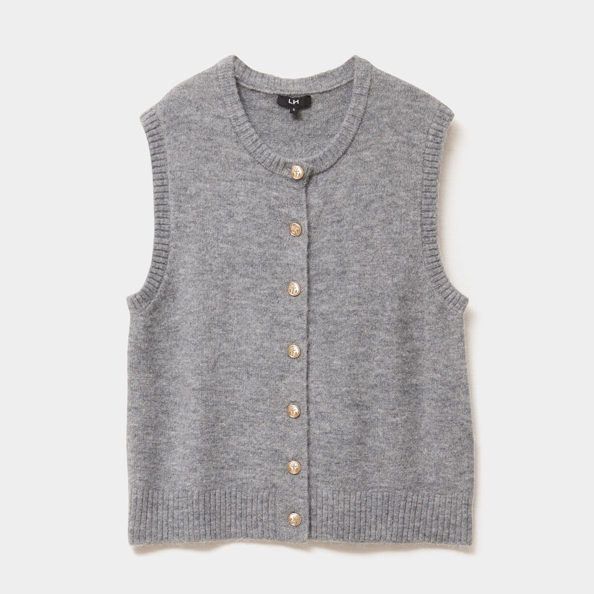 Gilet sans manches boutonné gris femme