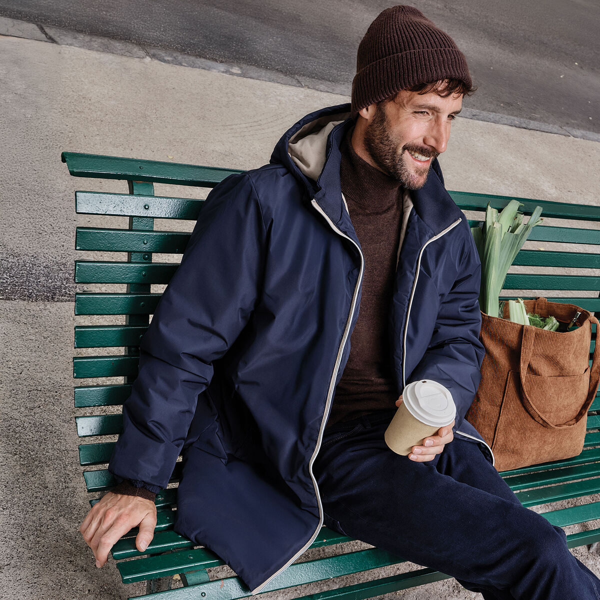 Parka d&eacute;perlante doubl&eacute;e &agrave; capuche bleu fonc&eacute; homme