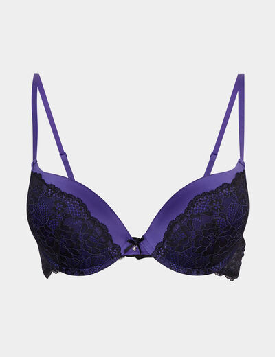 Soutien-gorge dentelle maxi push-up violet foncé femme