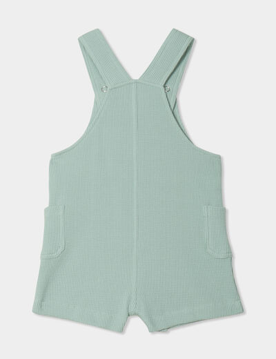 Ensemble salopette maille et bob coton vert clair bébé garçon