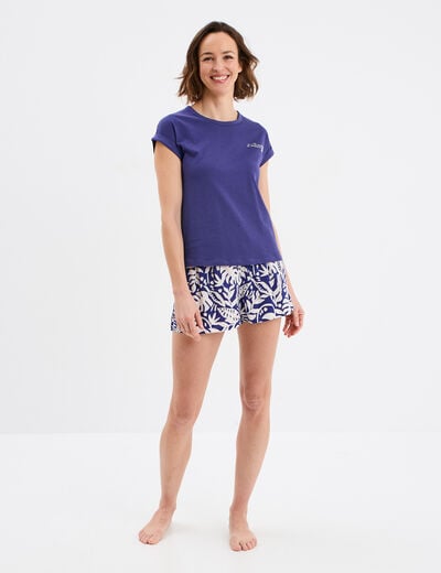 Ensemble pyjama short et t-shirt bleu femme
