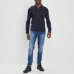 Polo manches longues bleu marine homme