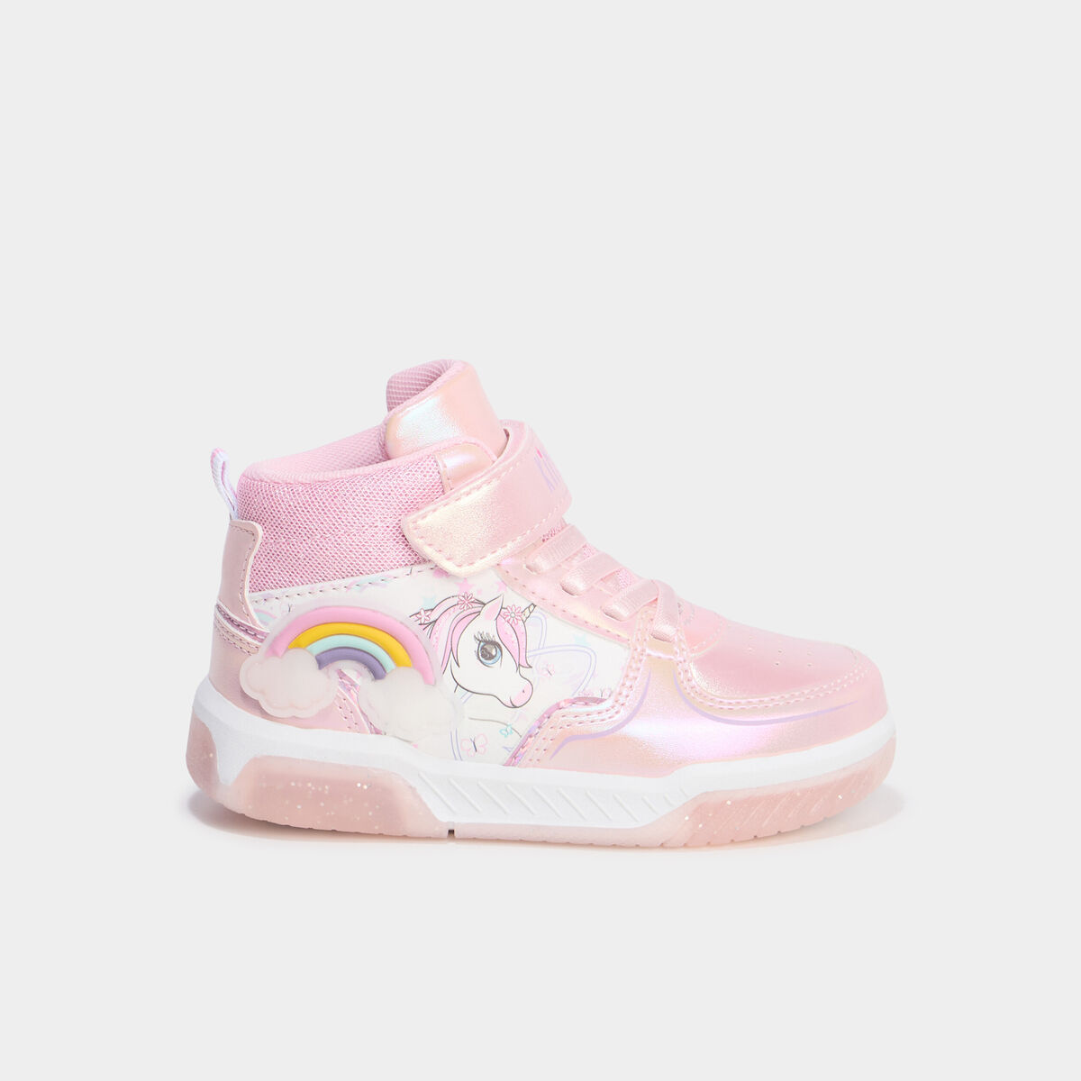 Baskets montantes lumineuses rose fille