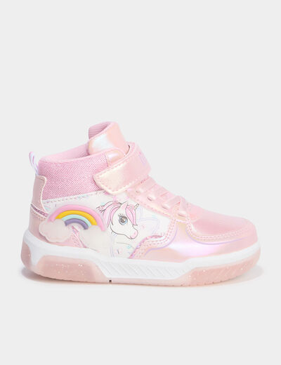 Baskets montantes lumineuses rose fille