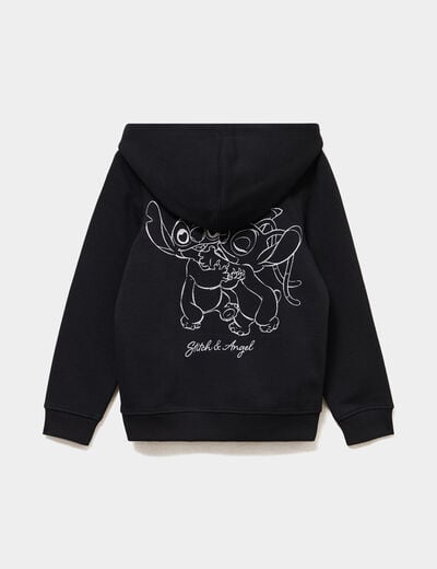 Sweat zipp&eacute; &agrave; capuche Stitch noir fille