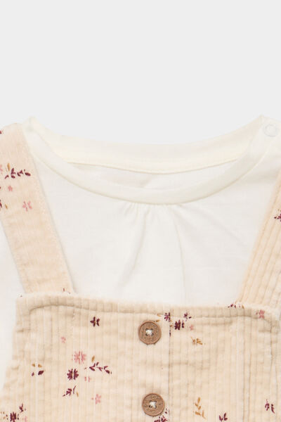 Ensemble 3 pi&egrave;ces avec robe velours ficelle b&eacute;b&eacute; fille