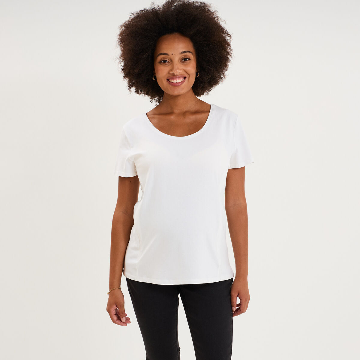 T-shirt allaitement manches courtes blanc femme maternit&eacute;