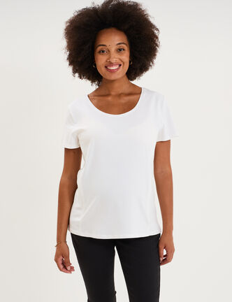 T-shirt allaitement manches courtes blanc femme maternit&eacute;