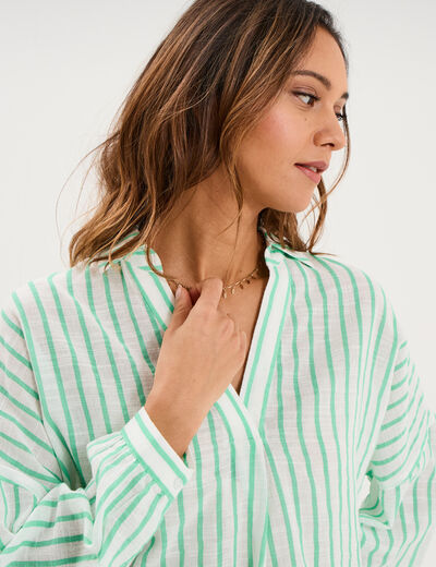 Blouse manches longues ample coton blanc femme