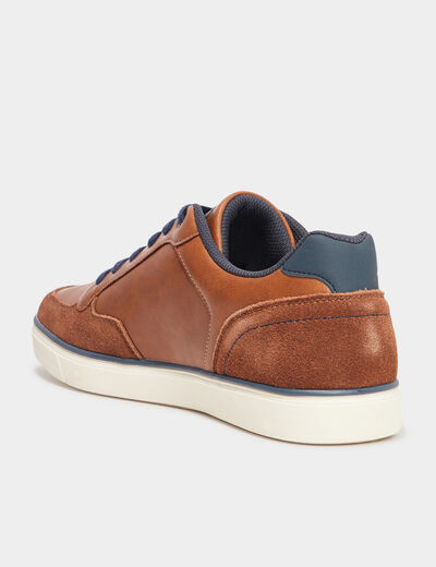 Tennis basses &agrave; lacets marron homme