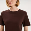 T-shirt manches courtes col rond coton marron fonc&eacute; femme