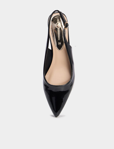 Escarpins vernis &agrave; talons noir femme