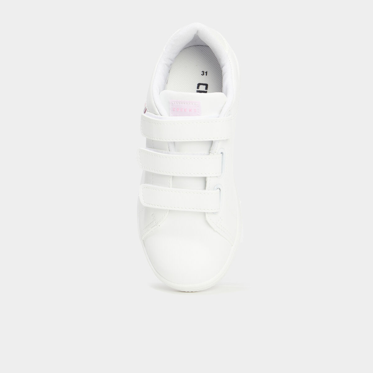 Tennis &agrave; scratchs empi&egrave;cement talon blanc fille