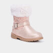 Bottes avec fourrure et paillettes rose champagne fille