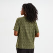 T-shirt broderie anglaise col tunisien vert kaki femme