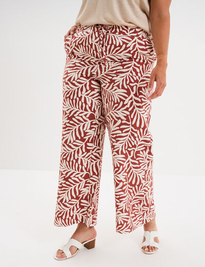 Pantalon large fluide terracotta femme grande taille