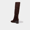 Bottes hautes &agrave; talons su&eacute;dine marron fonc&eacute; femme