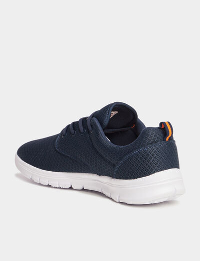 Baskets plates running crant&eacute;es bleu marine homme