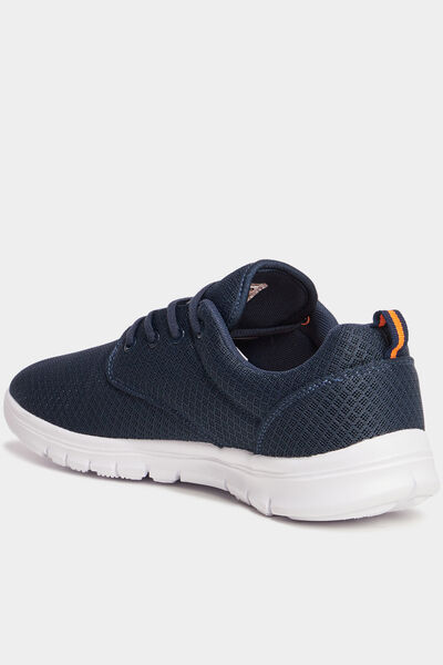 Baskets plates running crant&eacute;es bleu marine homme