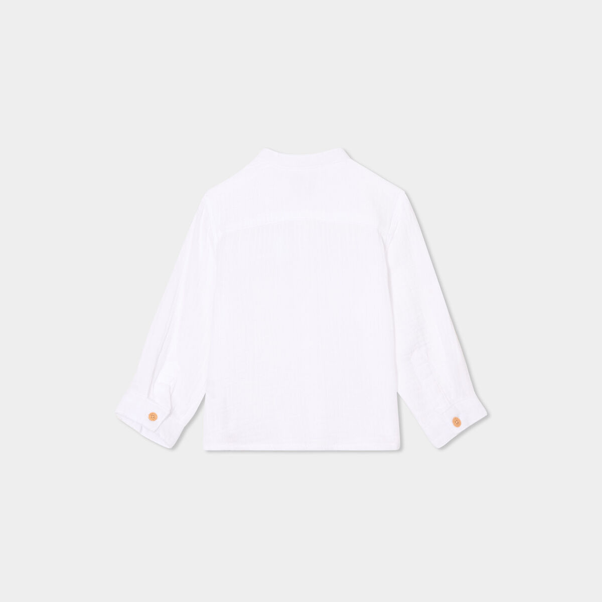 Chemise col mao en gaze de coton blanc b&eacute;b&eacute; gar&ccedil;on
