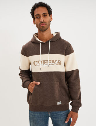 Sweat hoodie 1 poche marron chocolat homme