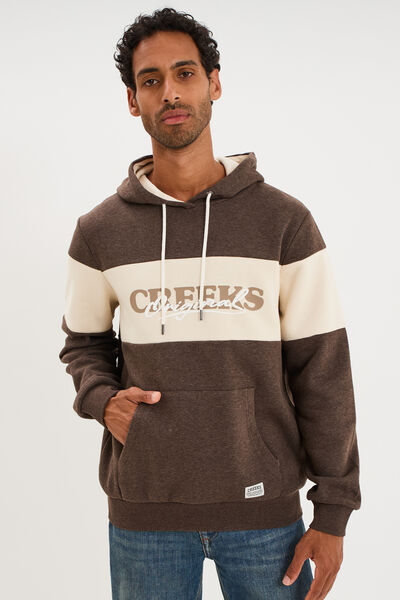 Sweat hoodie 1 poche marron chocolat homme