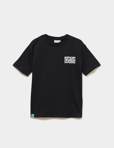 T-shirt col rond K-Pop Demon Hunters noir gar&ccedil;on