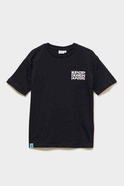 T-shirt col rond K-Pop Demon Hunters noir gar&ccedil;on