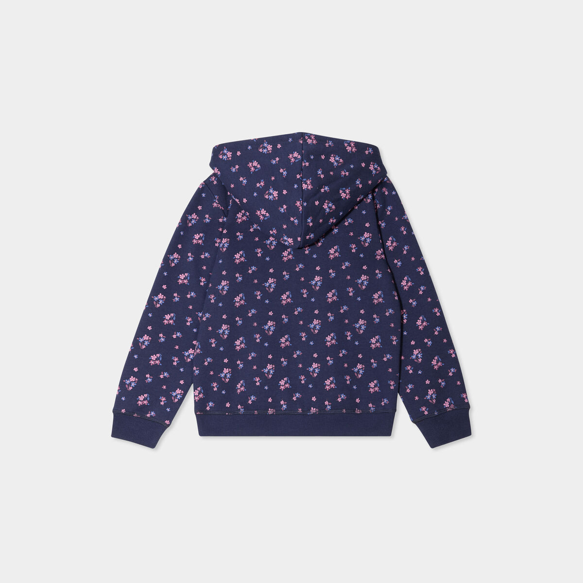 Sweat zipp&eacute; &agrave; capuche bleu marine fille