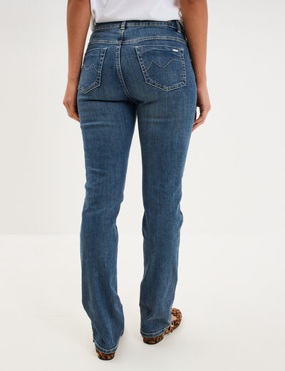 Jean denim droit en coton denim dirty femme