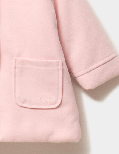 Manteau doubl&eacute; &agrave; capuche rose clair b&eacute;b&eacute; fille