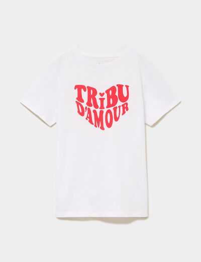 T-shirt manches courtes coton blanc gar&ccedil;on