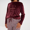 Ensemble pyjama effet polaire 3 pi&egrave;ces bordeaux femme