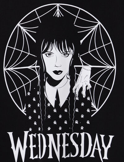 Robe sweat à capuche Wednesday Mercredi noir fille