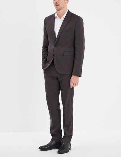 Pantalon de costume droit avec pinces gris fonc&eacute; homme