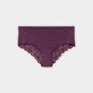 Shorty invisible &agrave; dentelle prune femme
