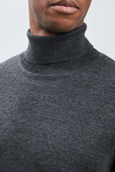 Pull avec col roulé gris foncé homme