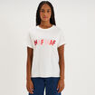 T-shirt logo NAF NAF manches courtes blanc femme