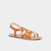 Sandales plates multibrides marron femme