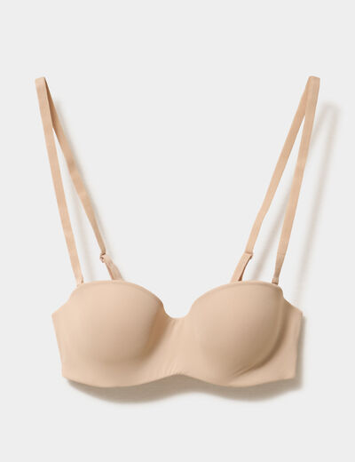Soutien-gorge bandeau microfibre beige femme