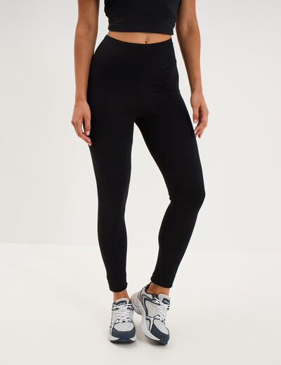 Legging taille haute coton noir femme