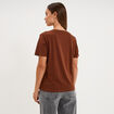 T-shirt col rond manches courtes coton marron fonc&eacute; femme